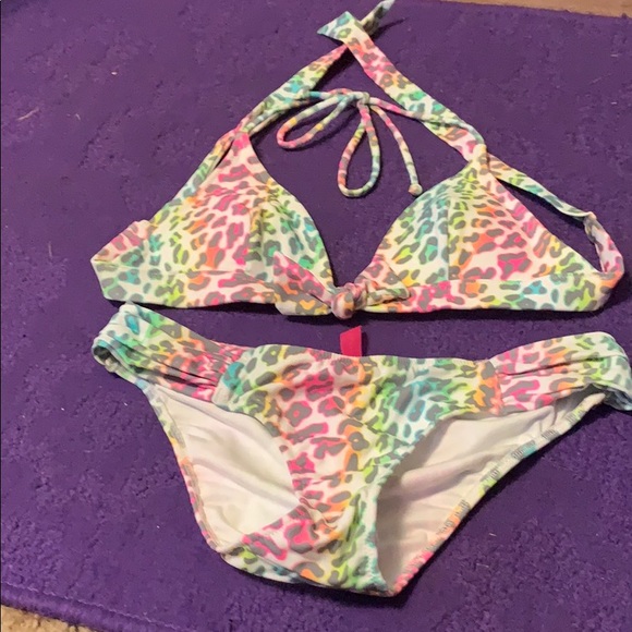 rainbow leopard print bathing suit